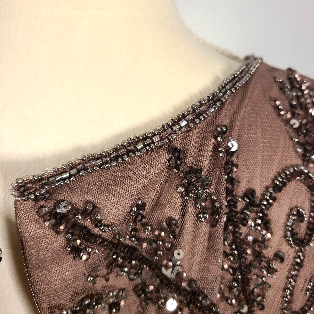Pisarro Nights Beaded Gown 10 Embellished Mauve Purple Mother Of The Bride FLAW - Picture 8 of 16